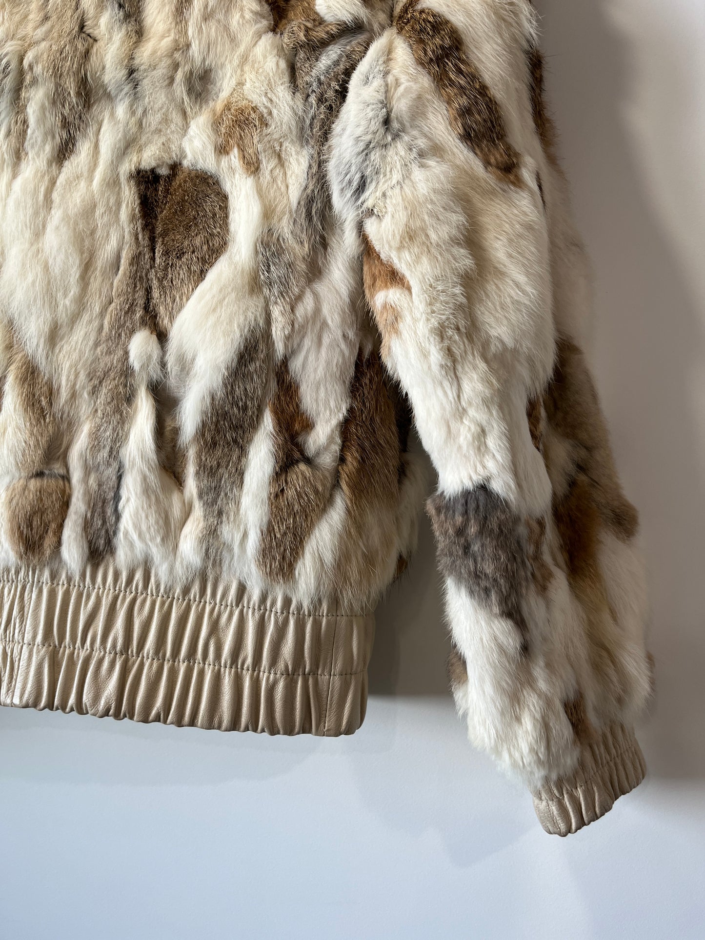 Veste courte en fourrure multicolore