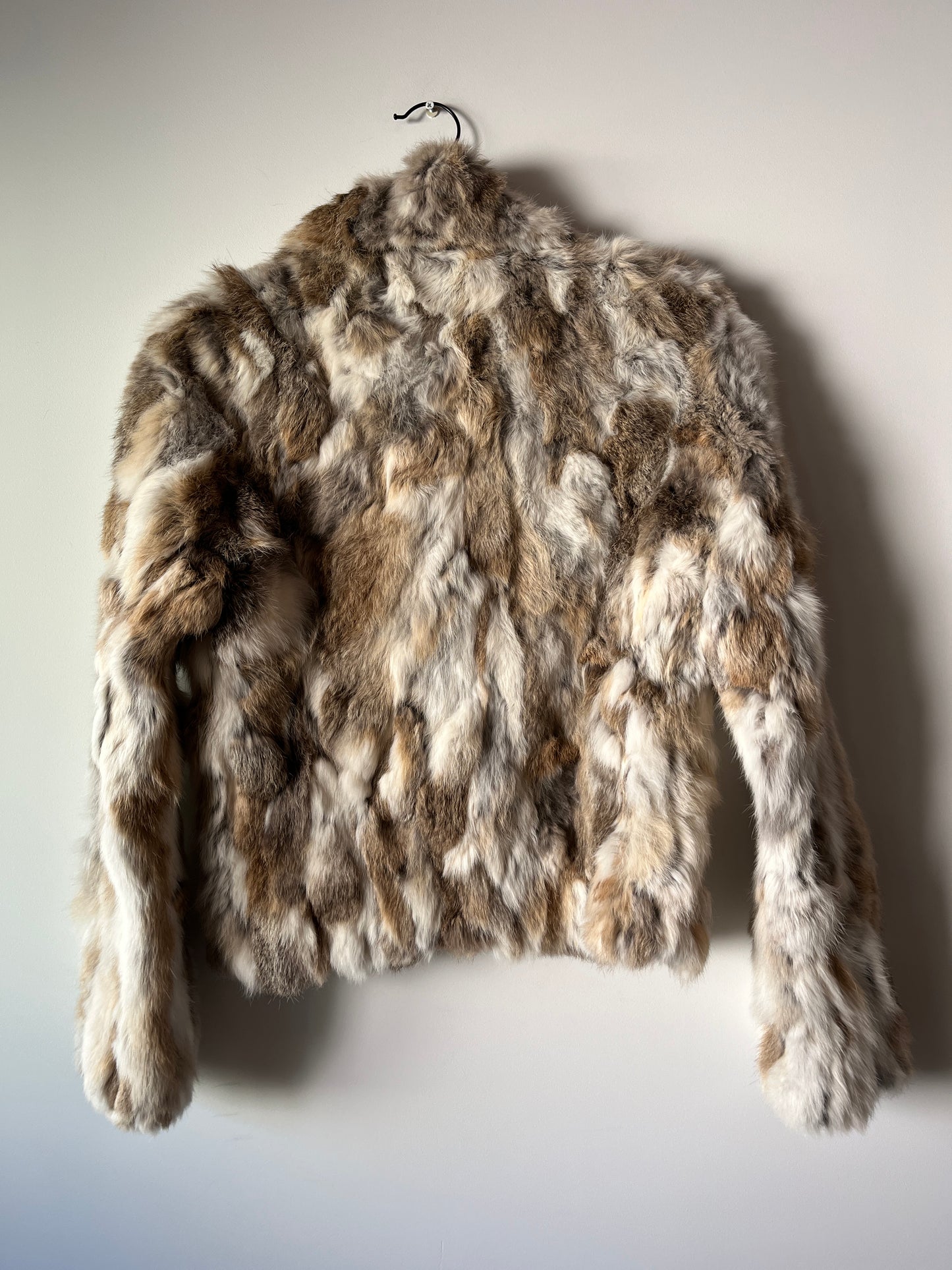 Veste courte en fourrure multicolore
