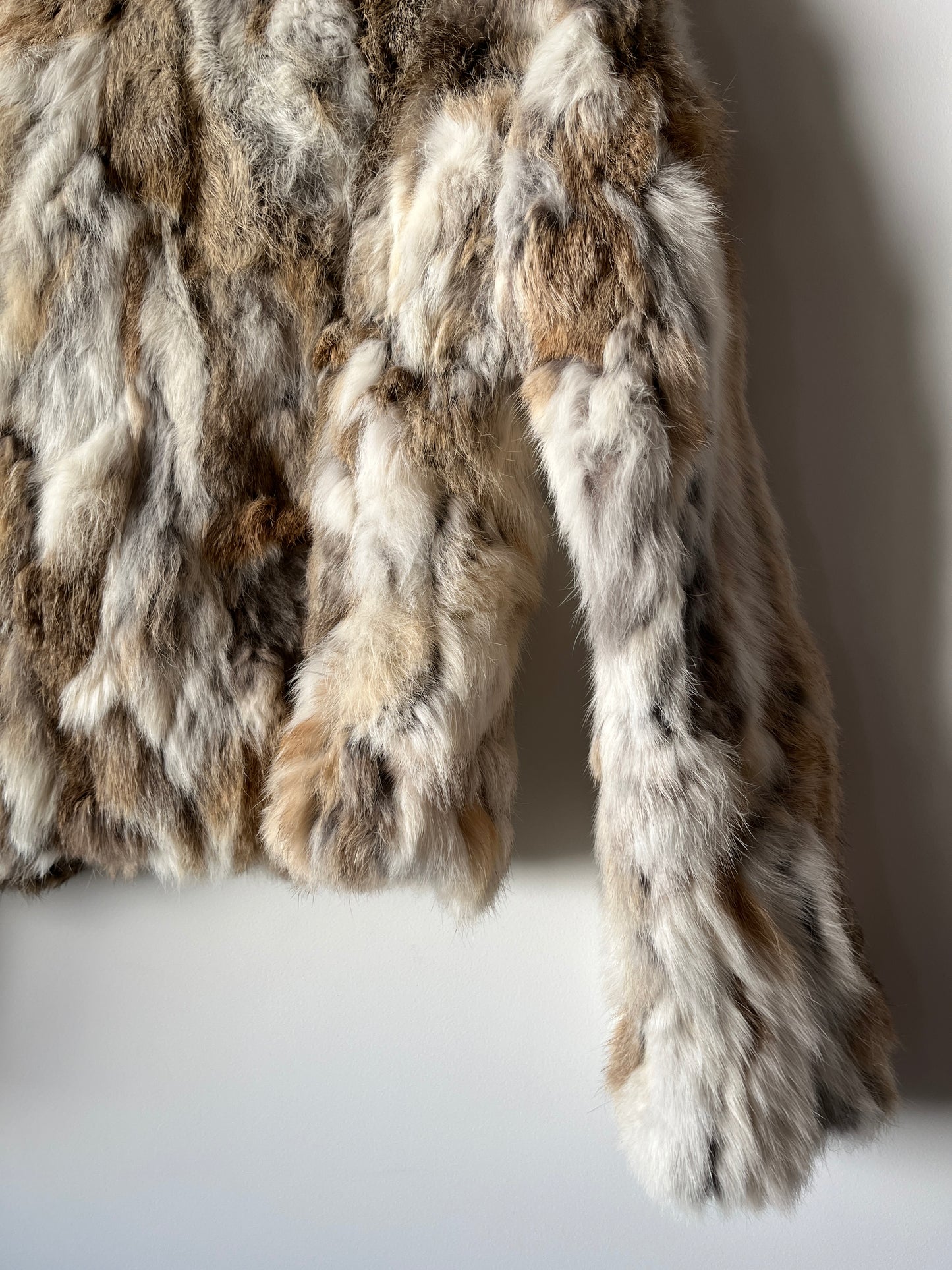 Veste courte en fourrure multicolore