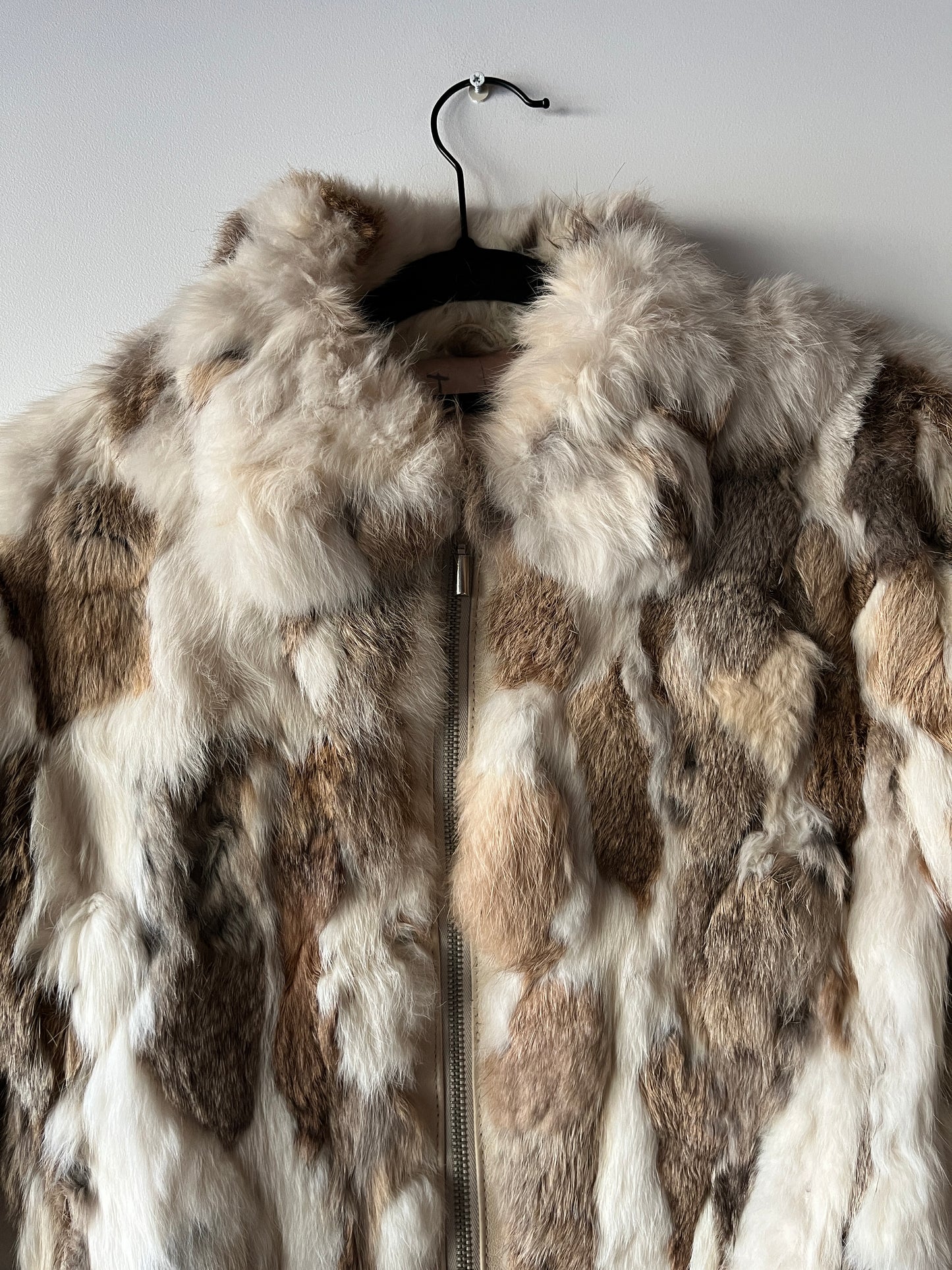 Veste courte en fourrure multicolore