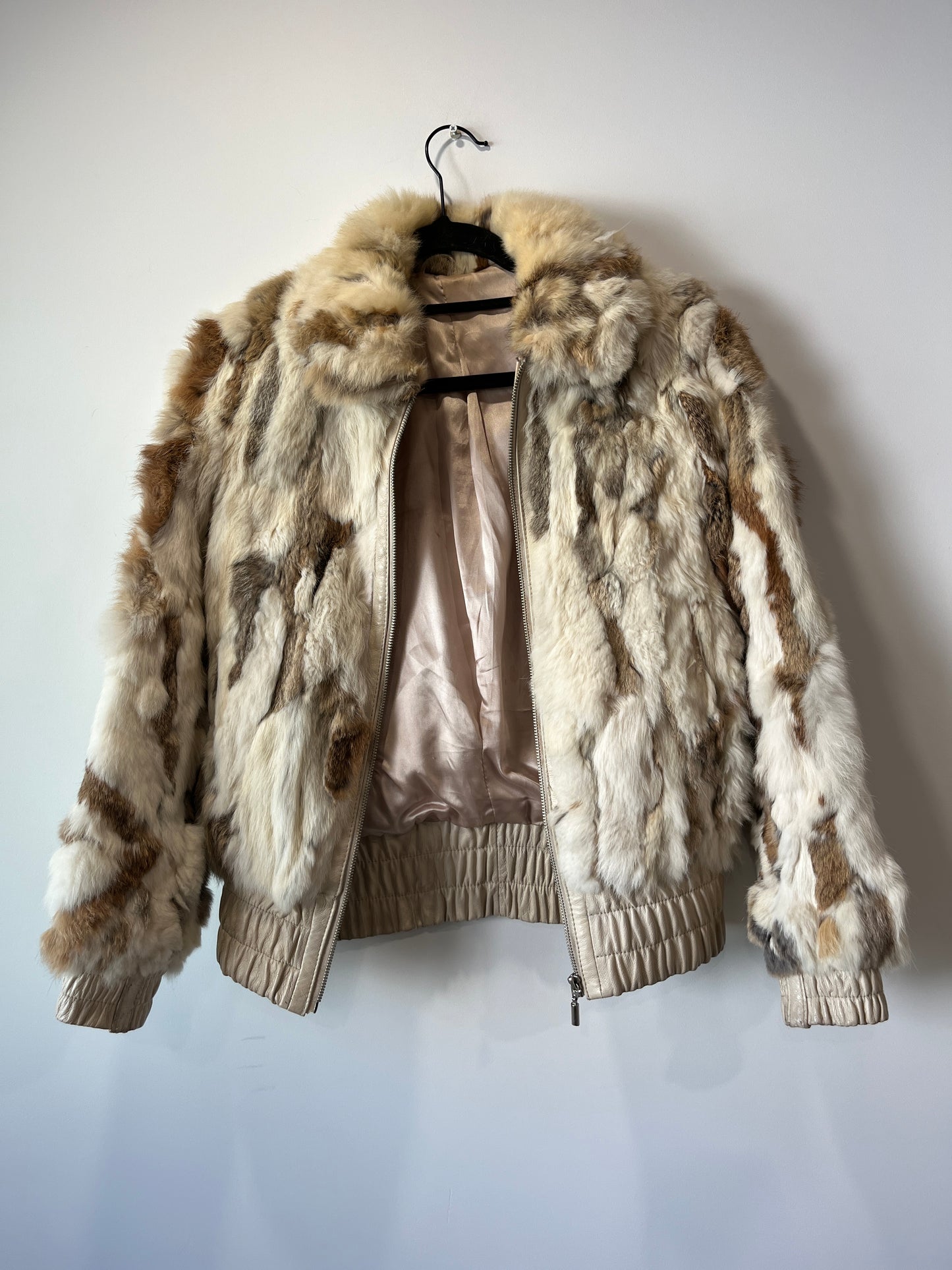 Veste courte en fourrure multicolore
