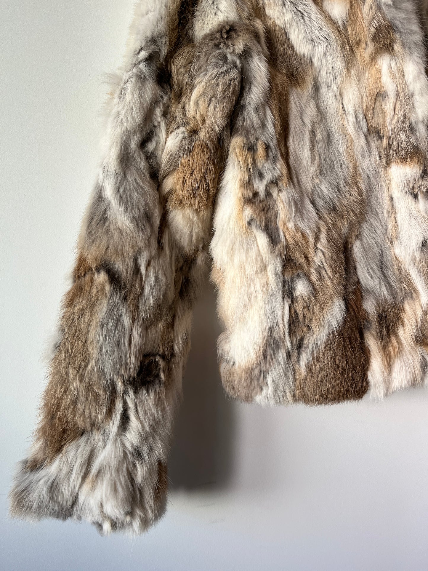 Veste courte en fourrure multicolore