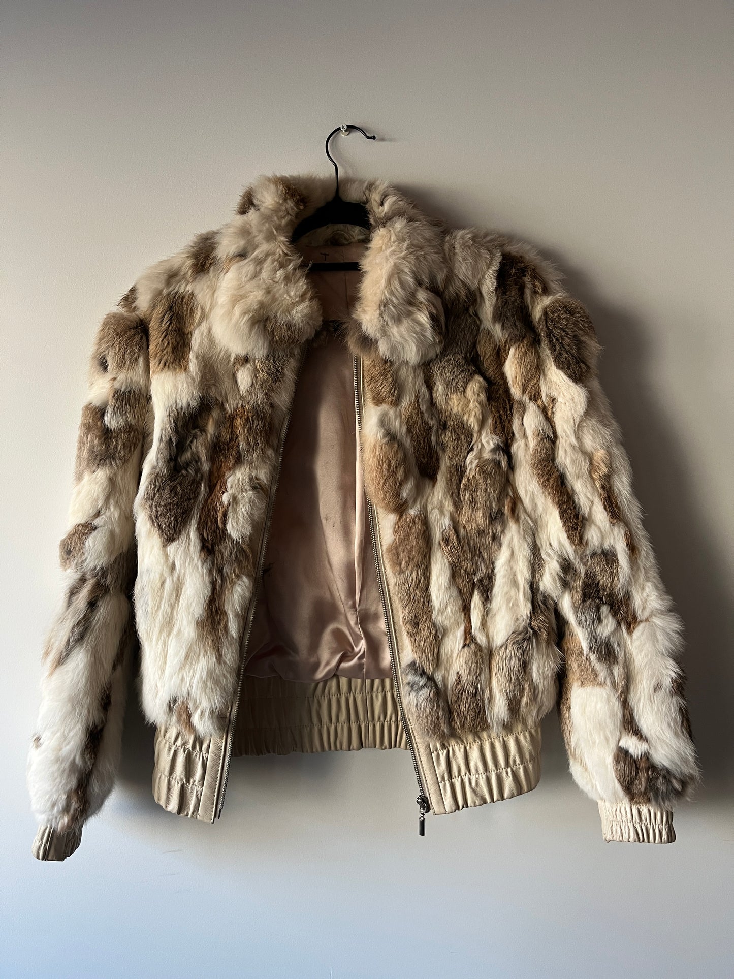 Veste courte en fourrure multicolore