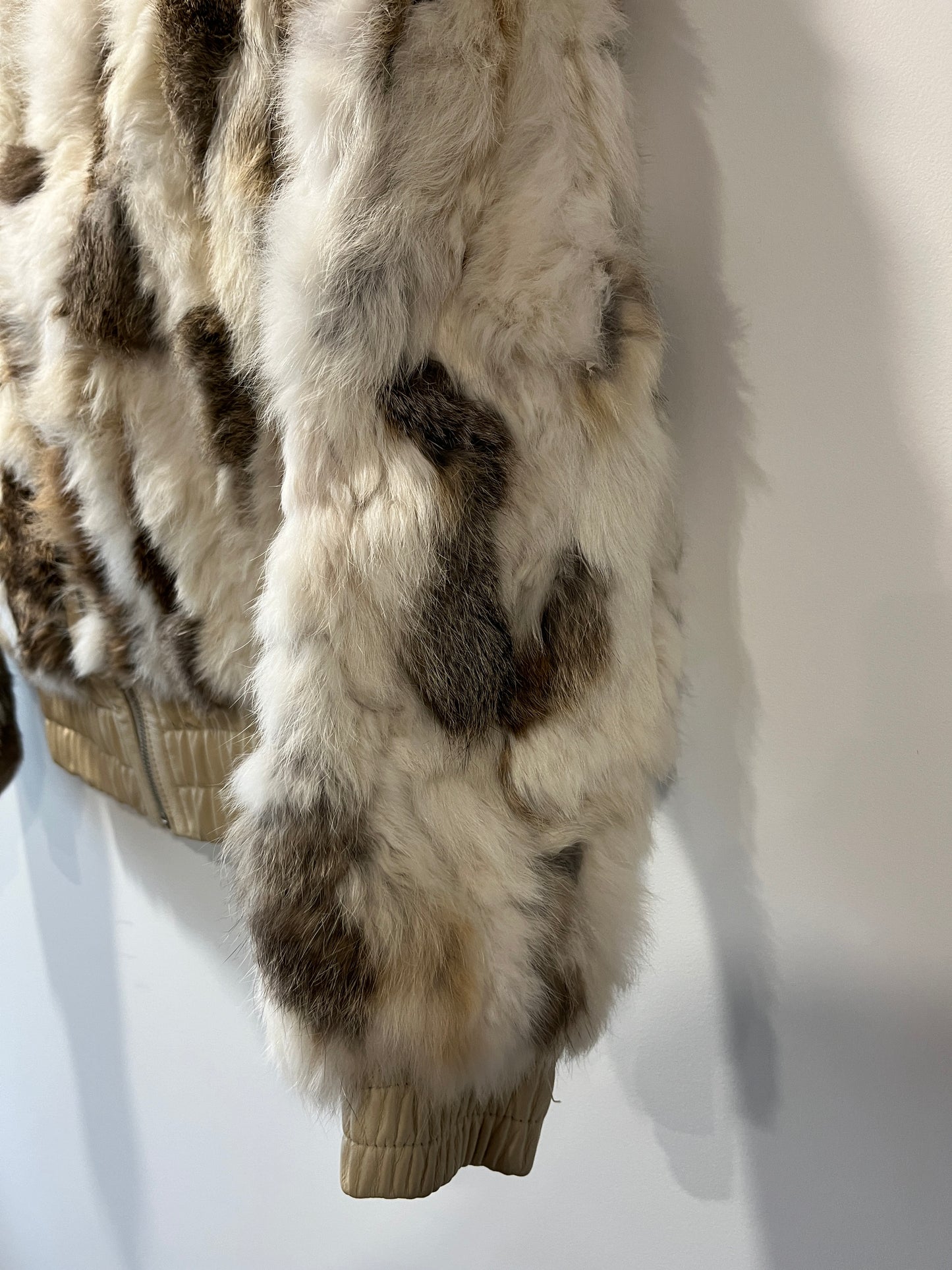 Veste courte en fourrure multicolore