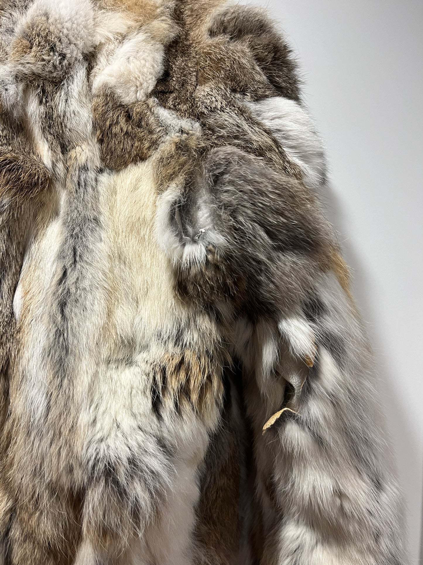 Veste courte en fourrure multicolore