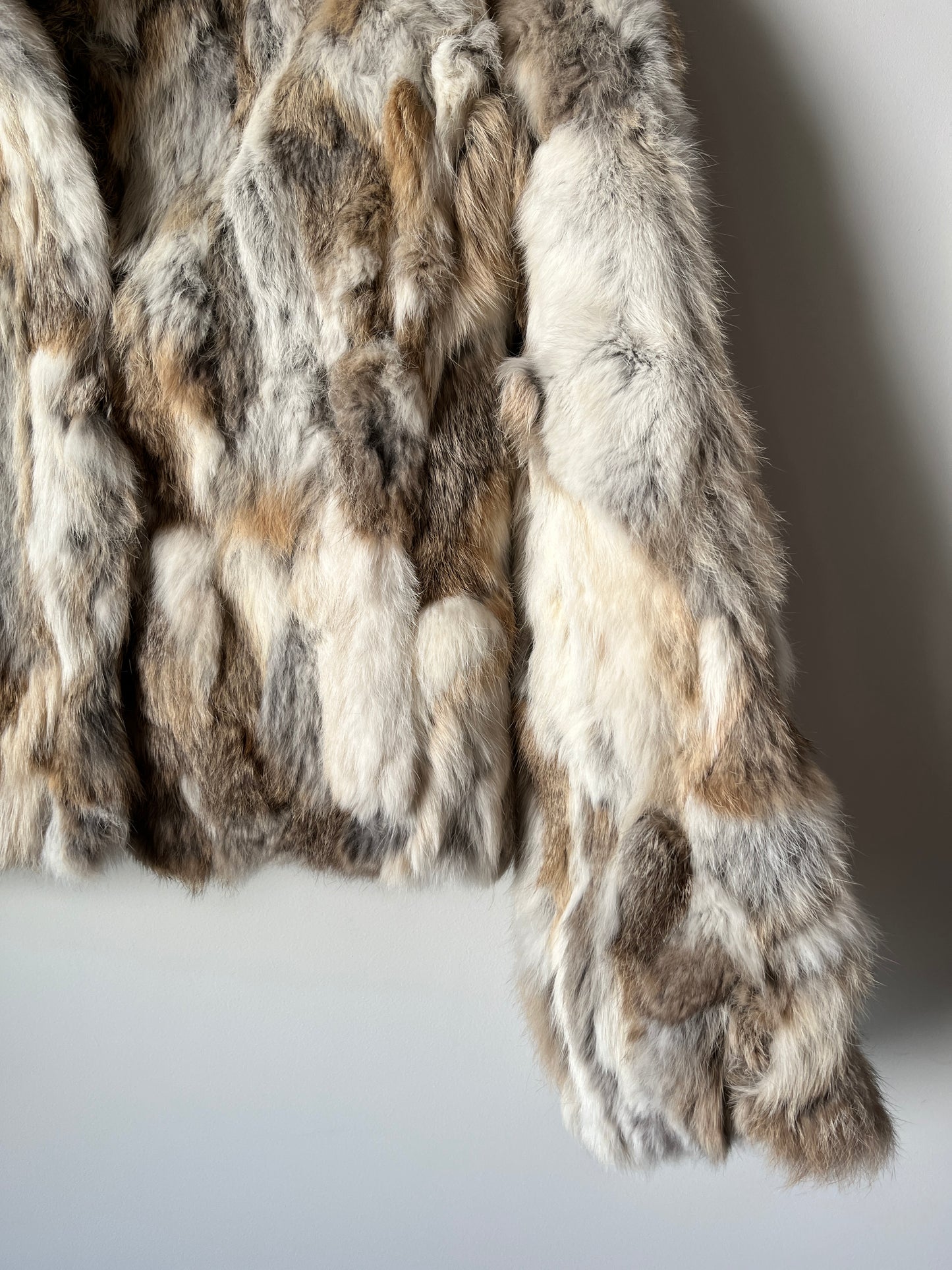 Veste courte en fourrure multicolore