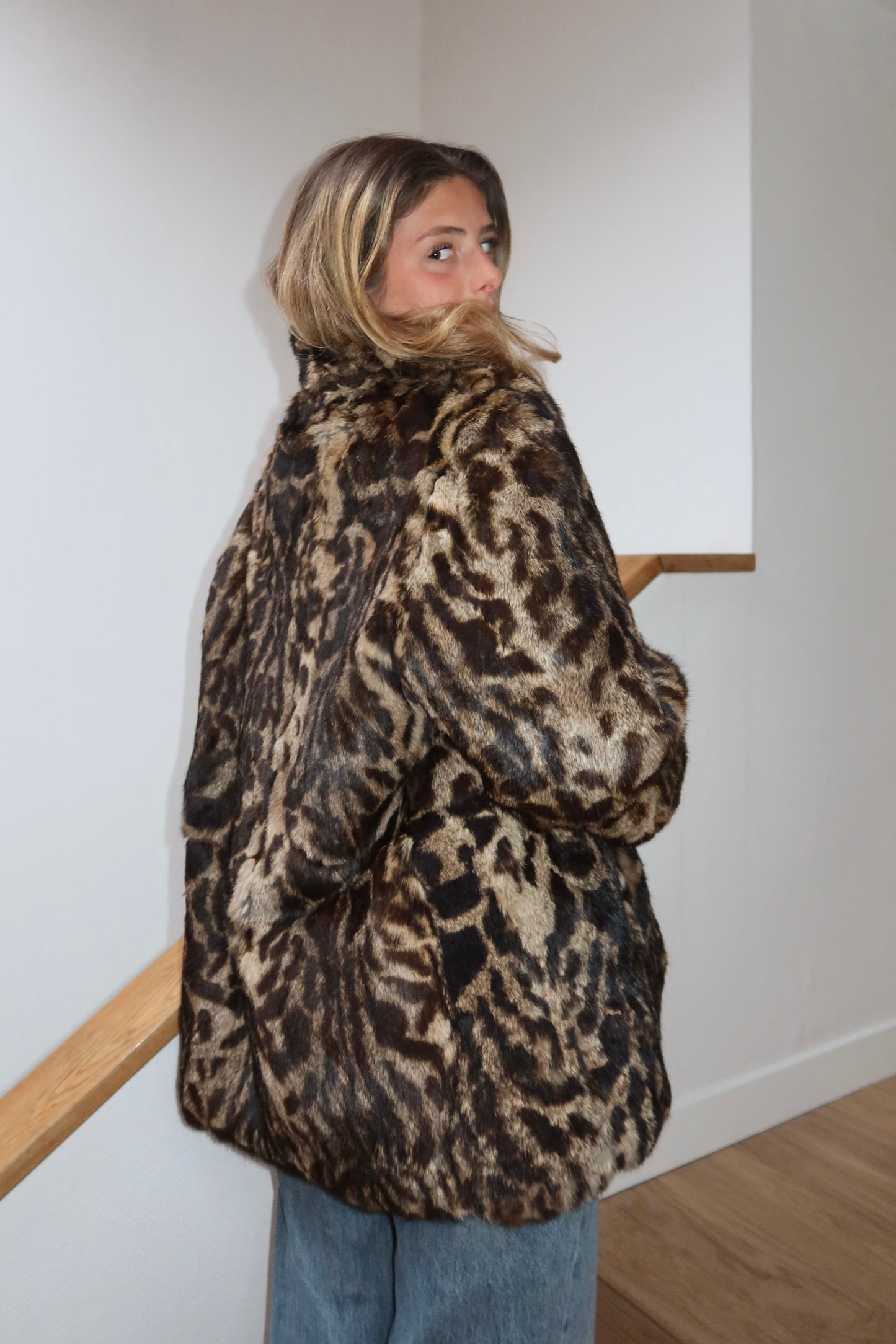 Manteau en fourrure imprimé animal