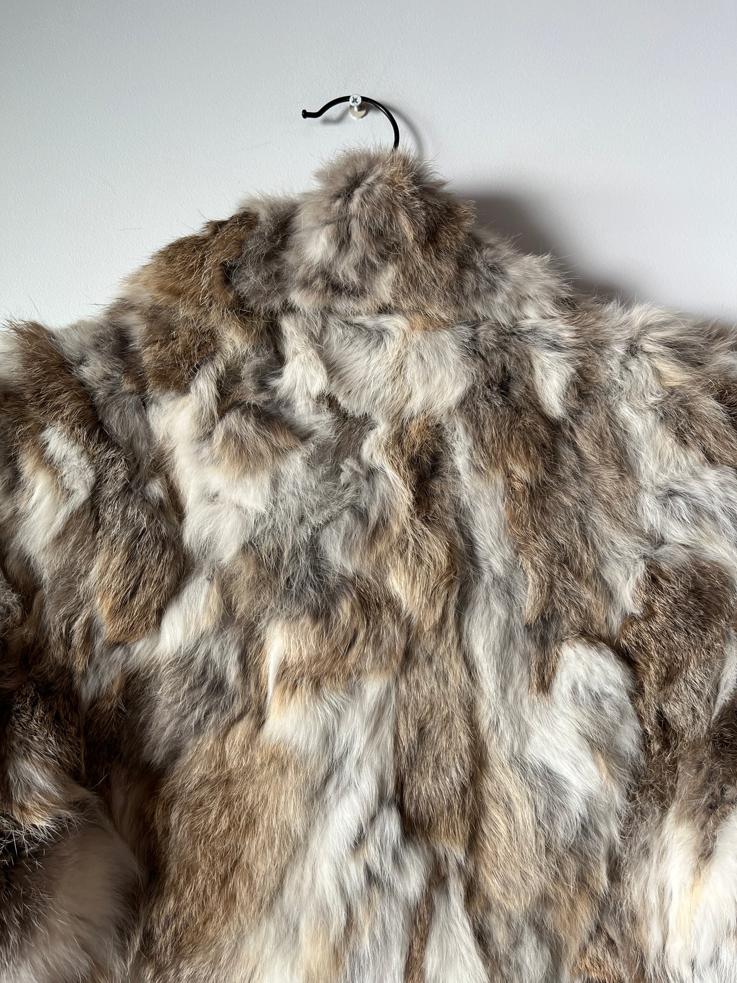 Veste courte en fourrure multicolore