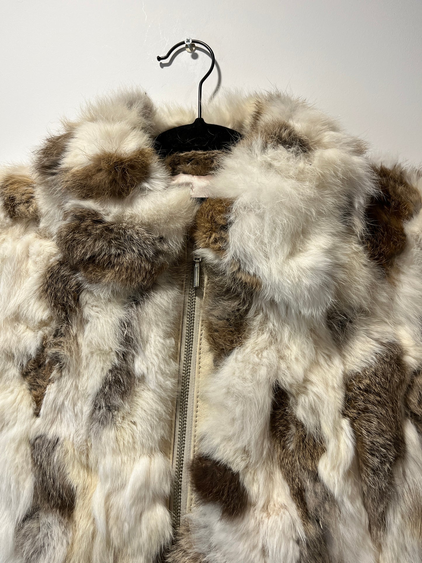 Veste courte en fourrure multicolore