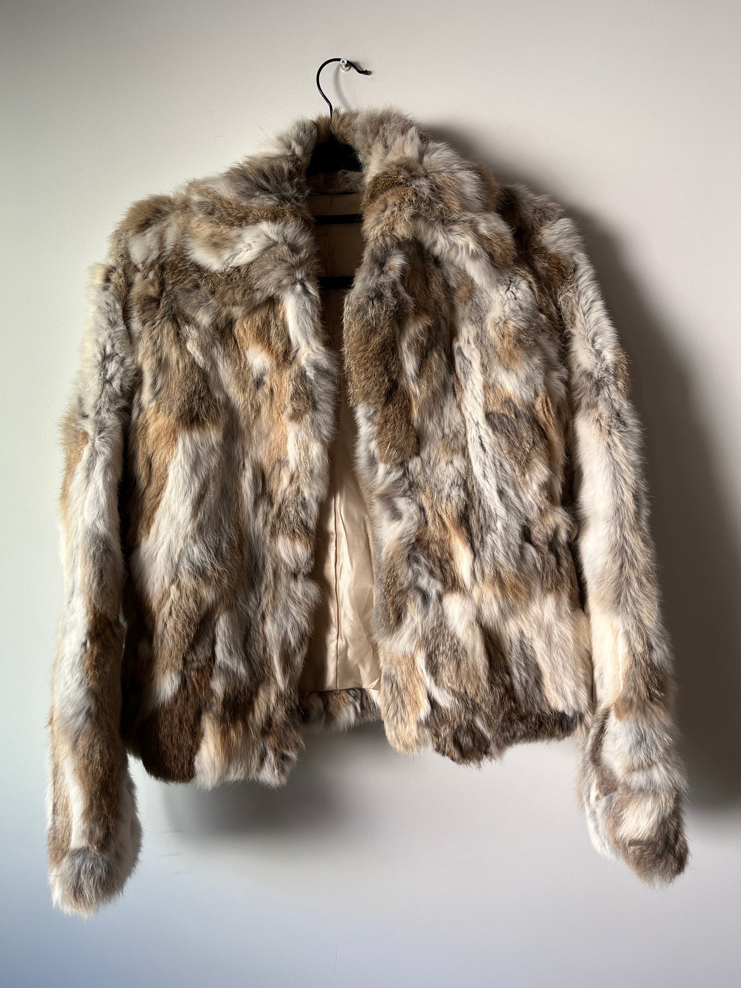 Veste courte en fourrure multicolore