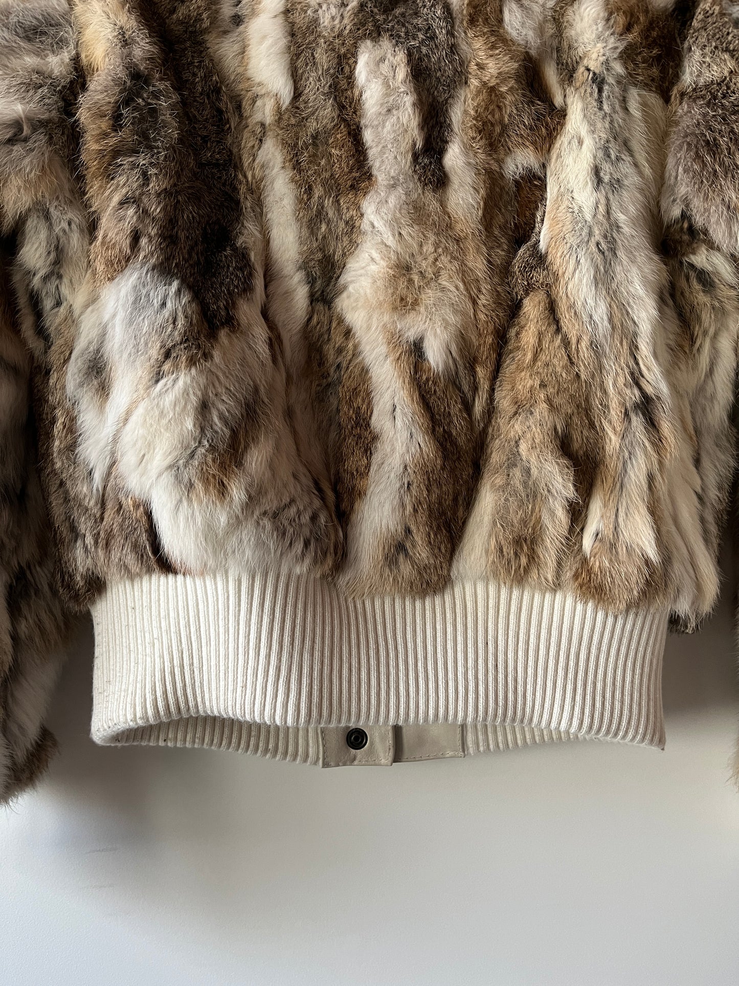 Veste courte en fourrure multicolore