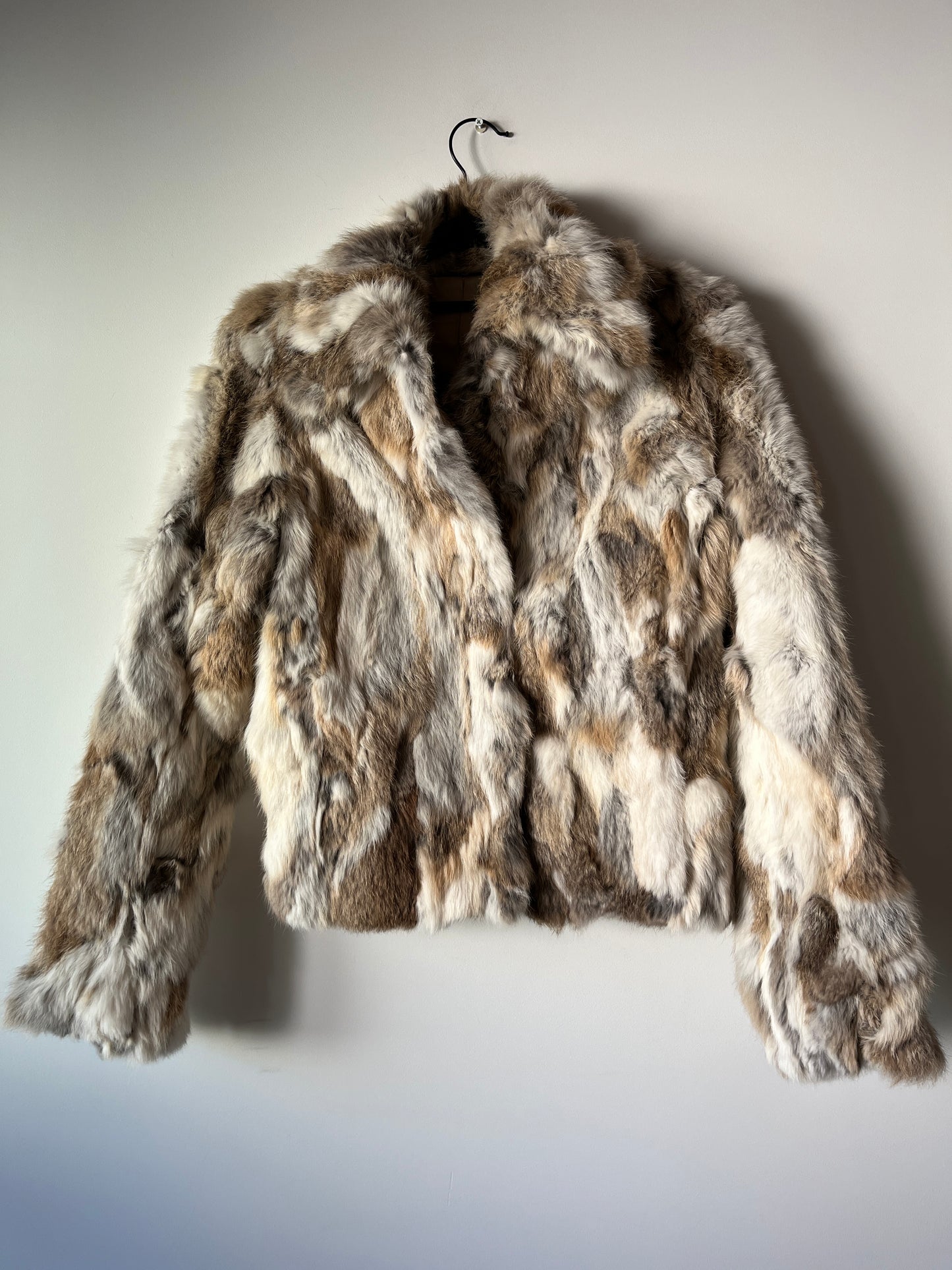 Veste courte en fourrure multicolore