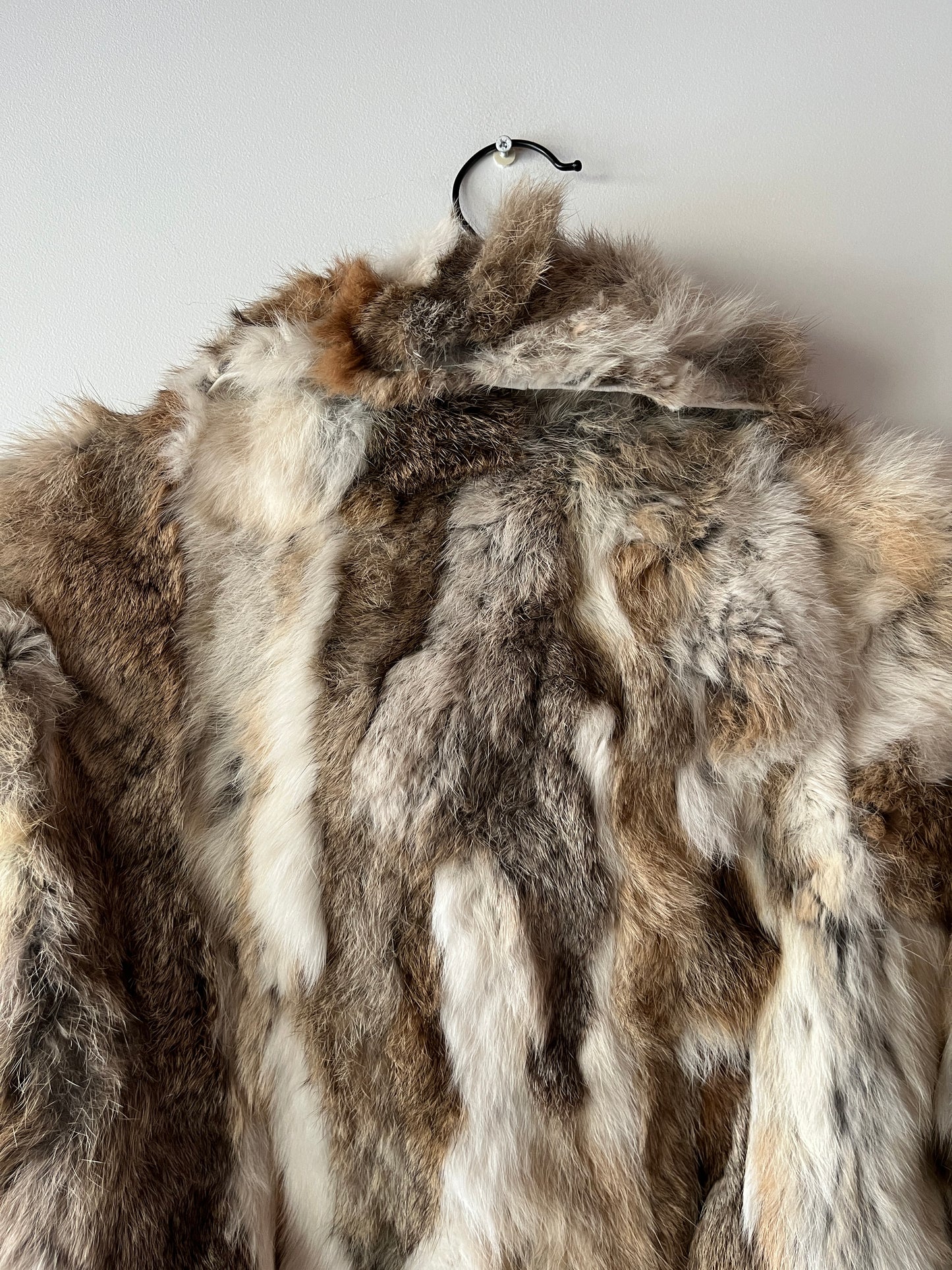 Veste courte en fourrure multicolore