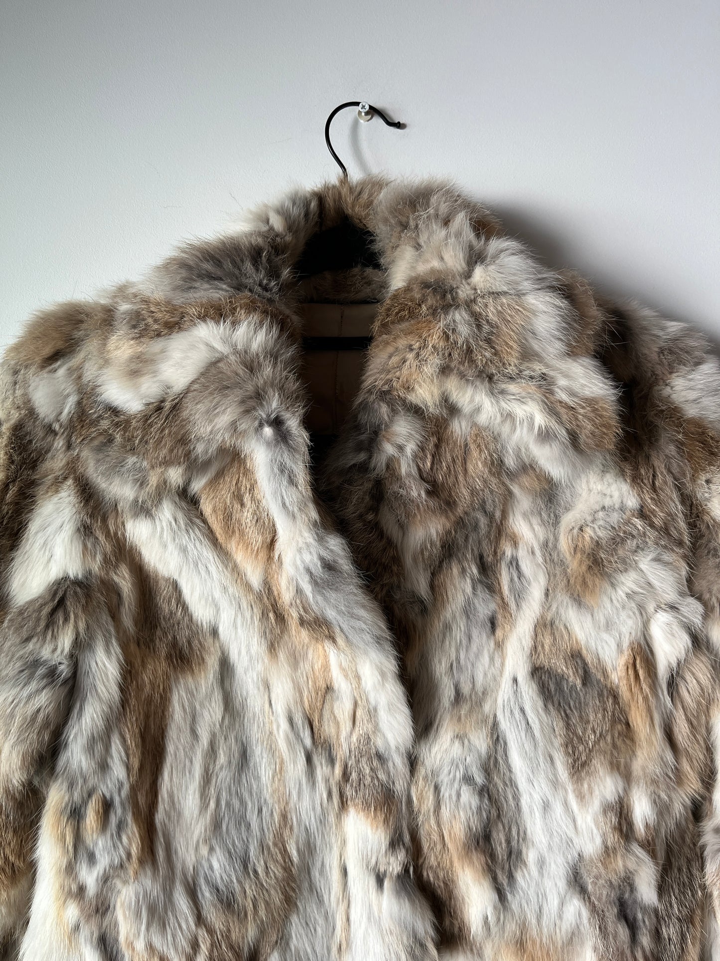 Veste courte en fourrure multicolore