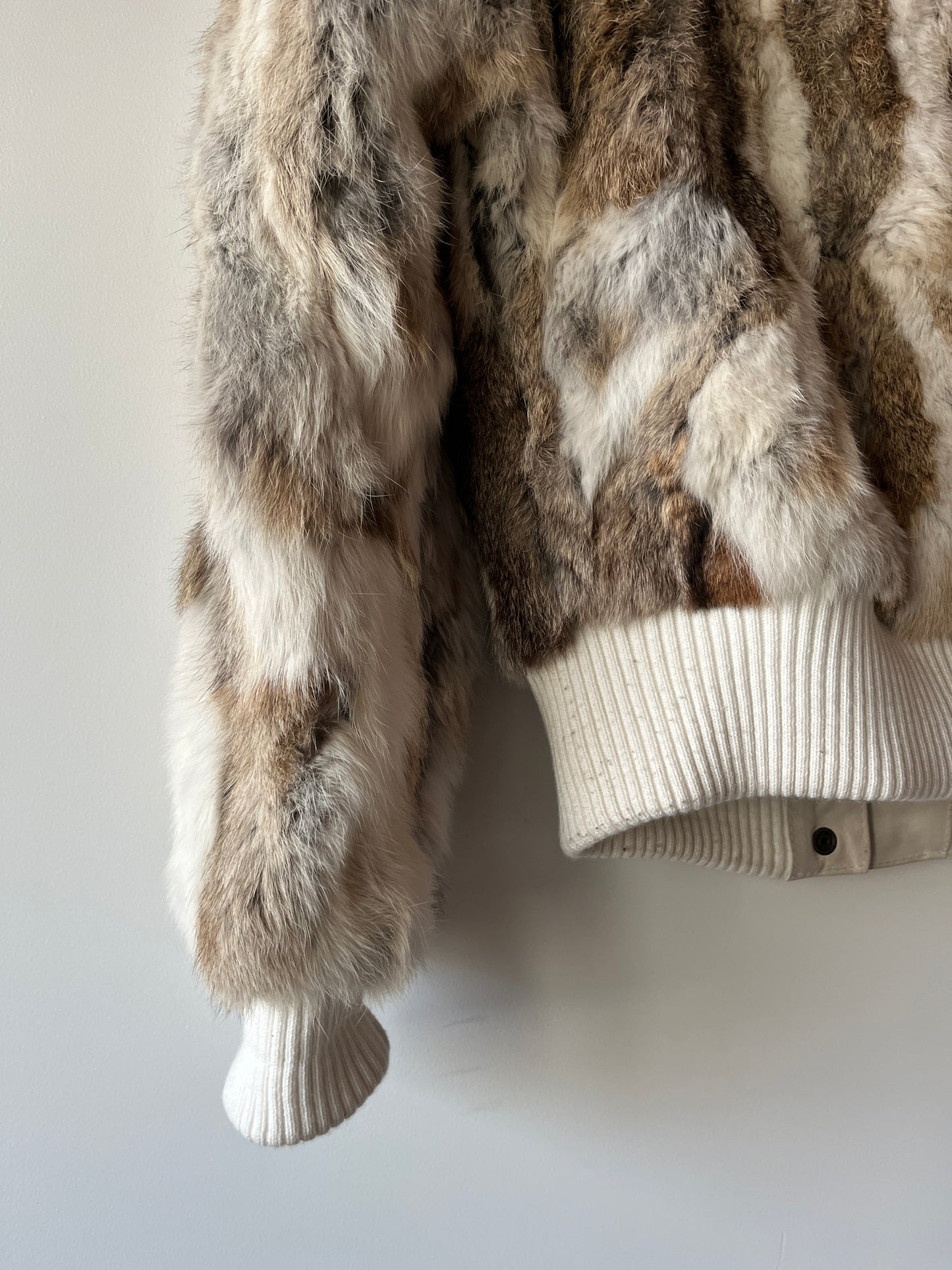 Veste courte en fourrure multicolore