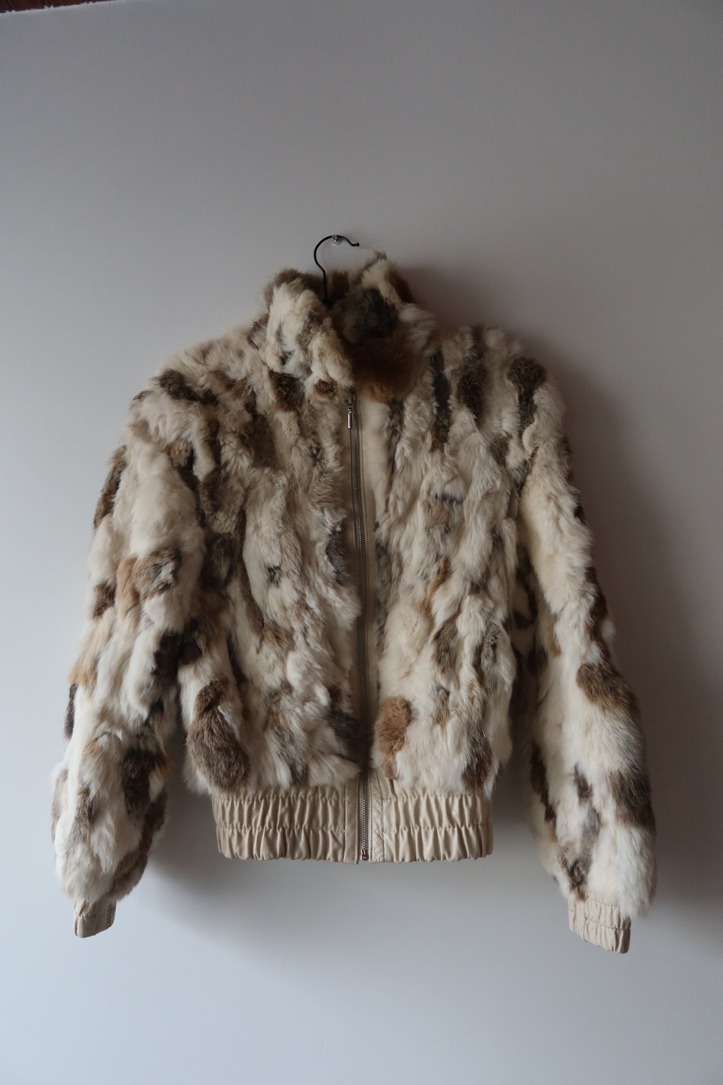 Veste courte en fourrure multicolore