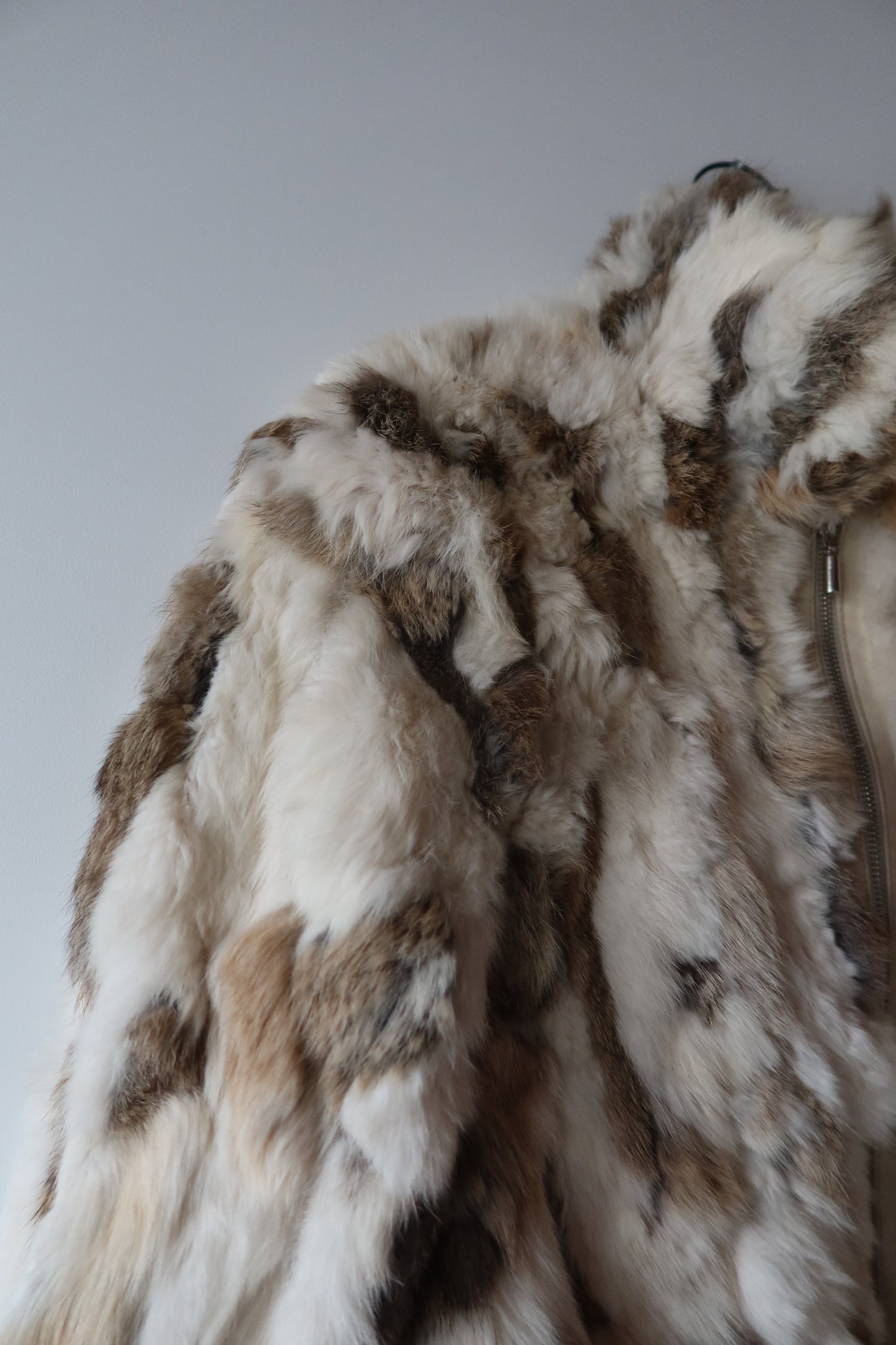 Veste courte en fourrure multicolore