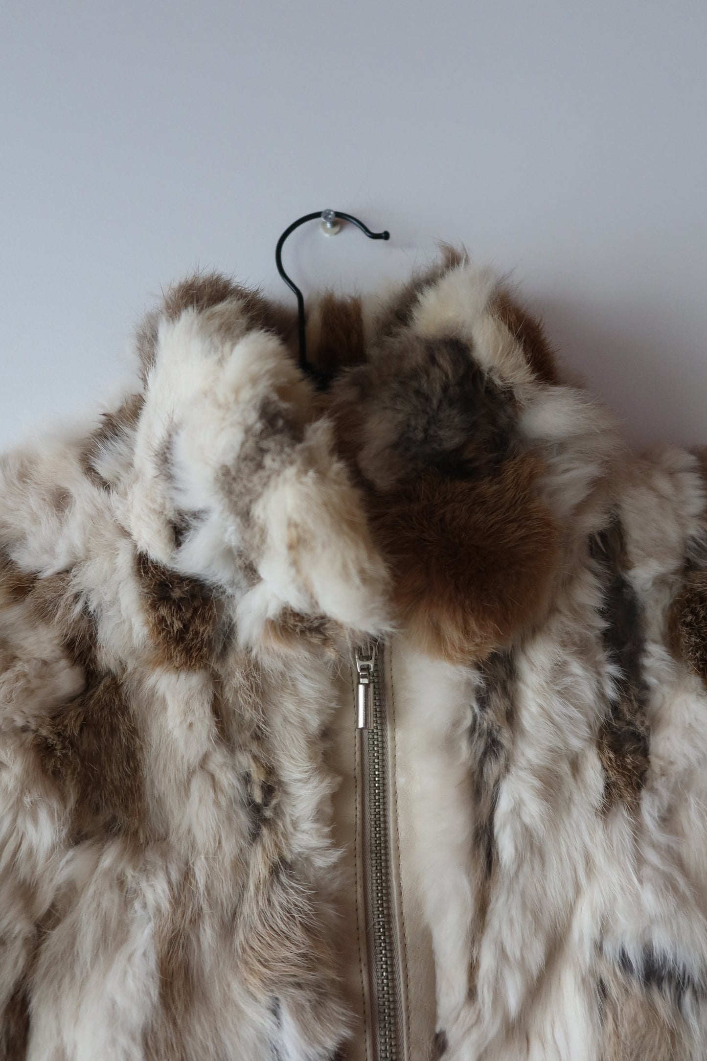 Veste courte en fourrure multicolore
