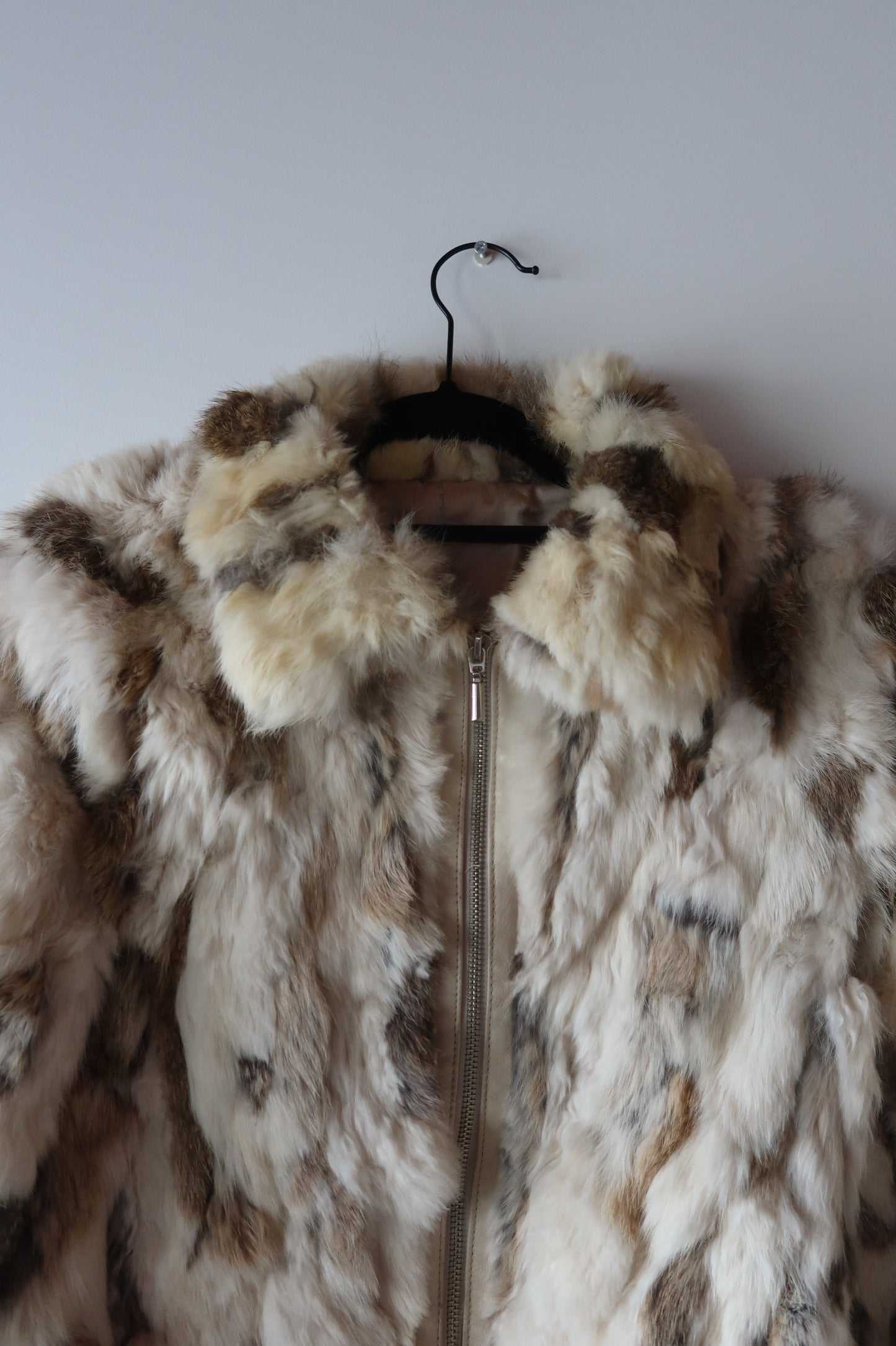 Veste courte en fourrure multicolore