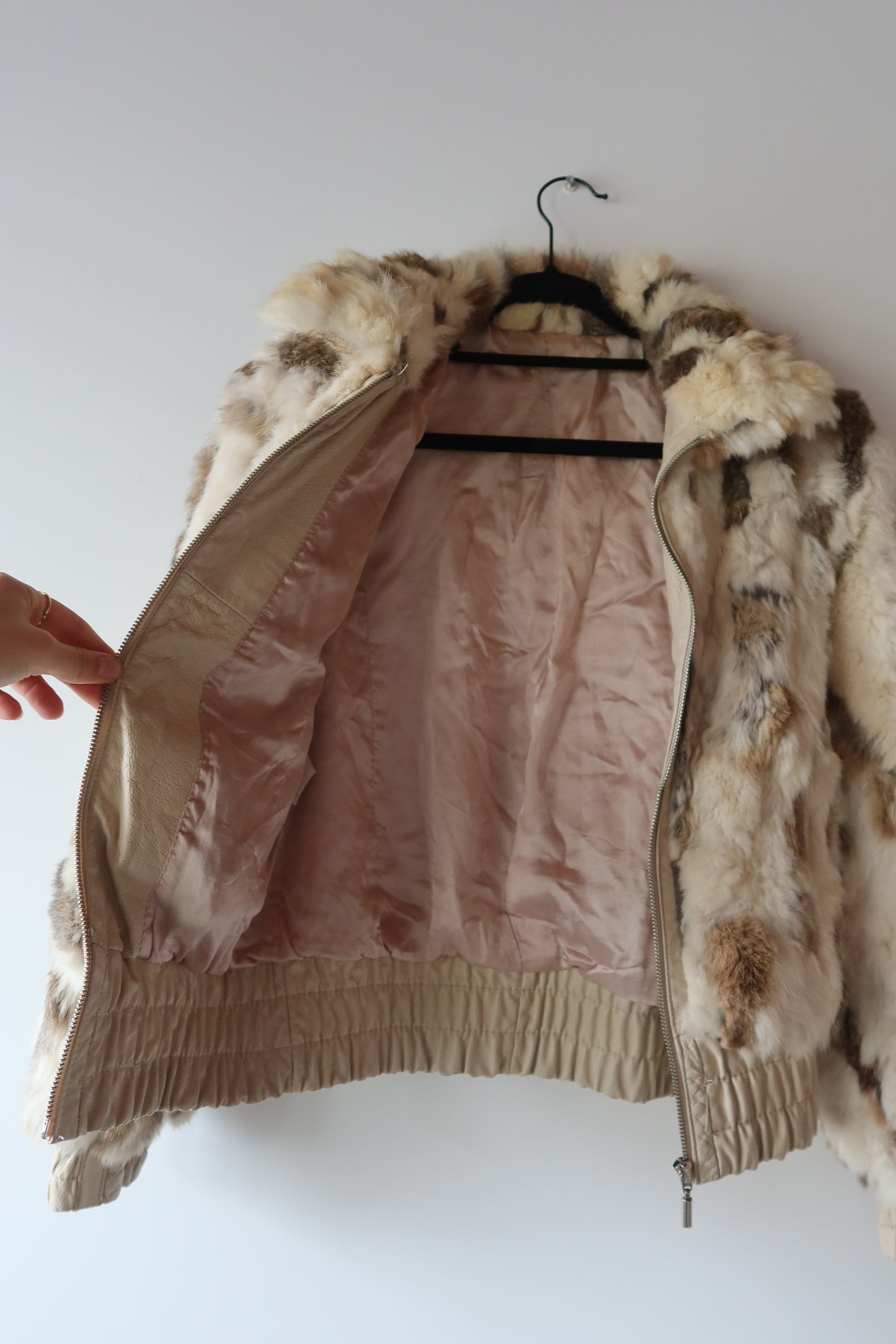 Veste courte en fourrure multicolore