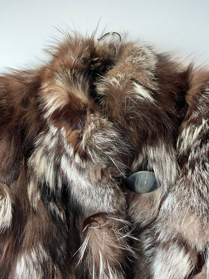Veste en fourrure et cuir noir