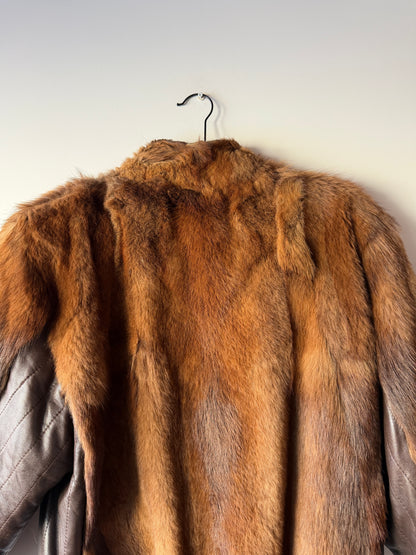Veste en fourrure et cuir marron