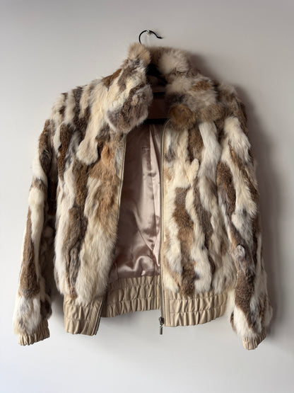 Veste courte en fourrure multicolore