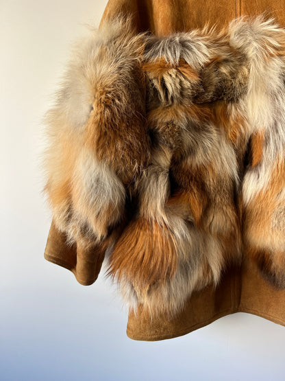 Veste en peau lainée et fourrure