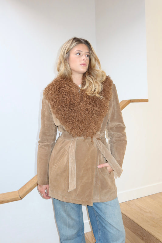 Manteau Afghan mi-long camel