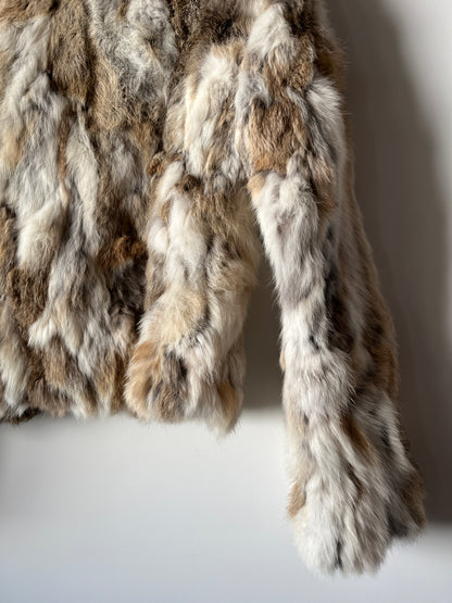 Veste courte en fourrure multicolore