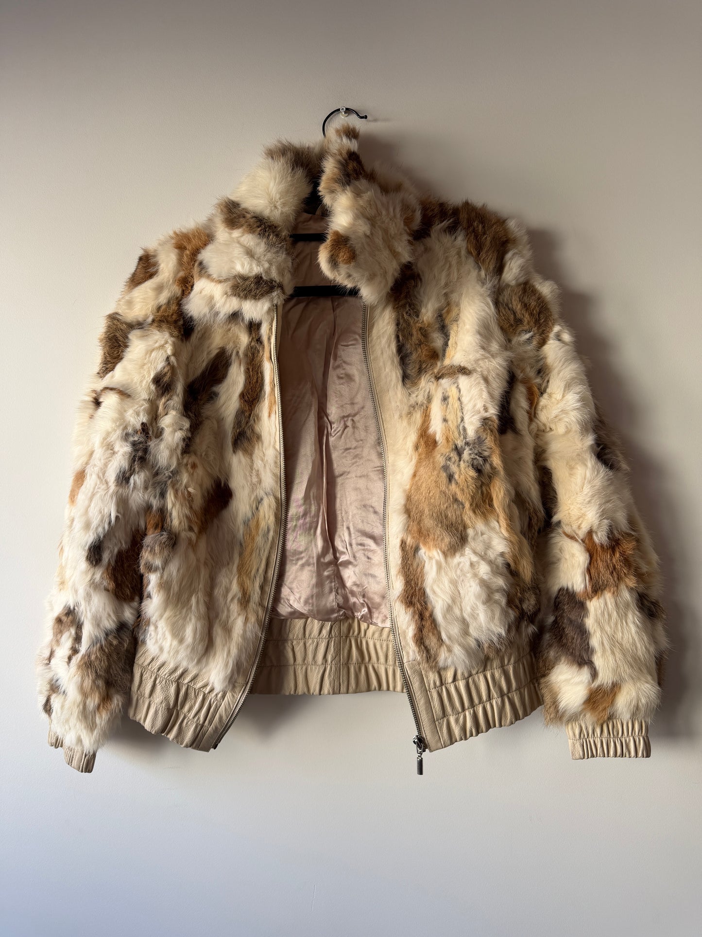 Veste courte en fourrure multicolore