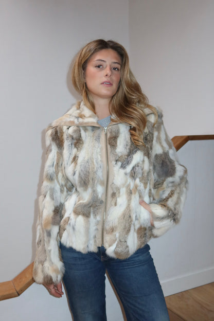 Veste en fourrure multicolore
