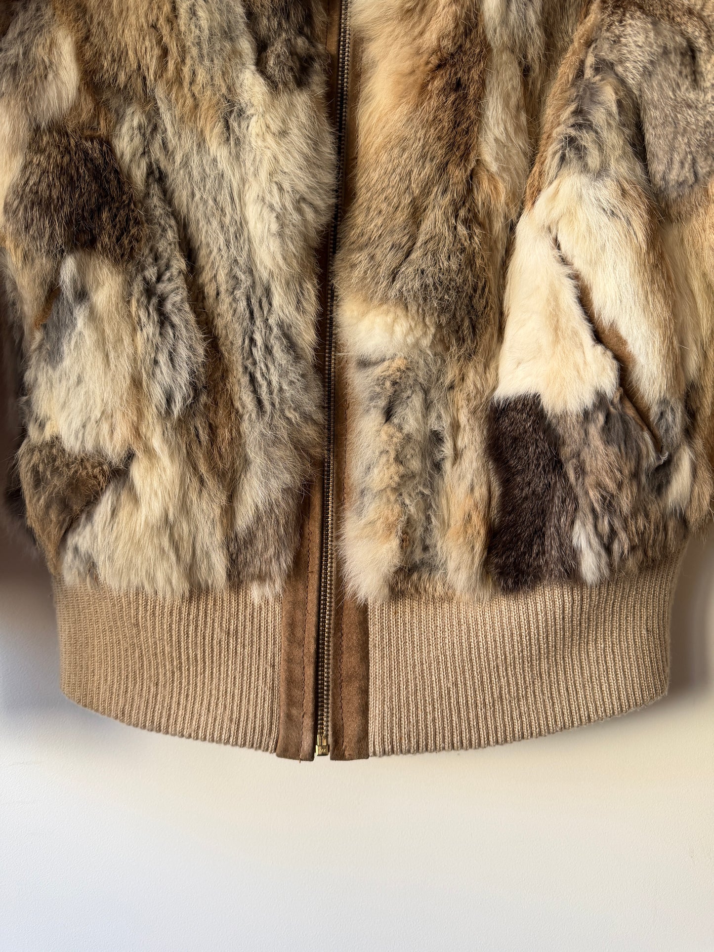 Veste courte en fourrure multicolore