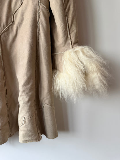 Manteau Afghan mi-long beige
