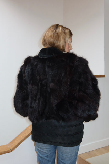Veste en peau lainée et fourrure