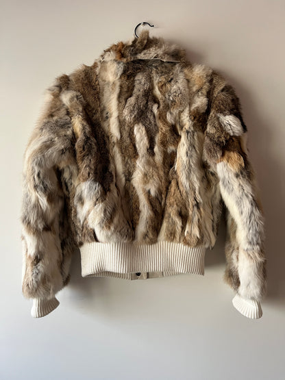 Veste courte en fourrure multicolore