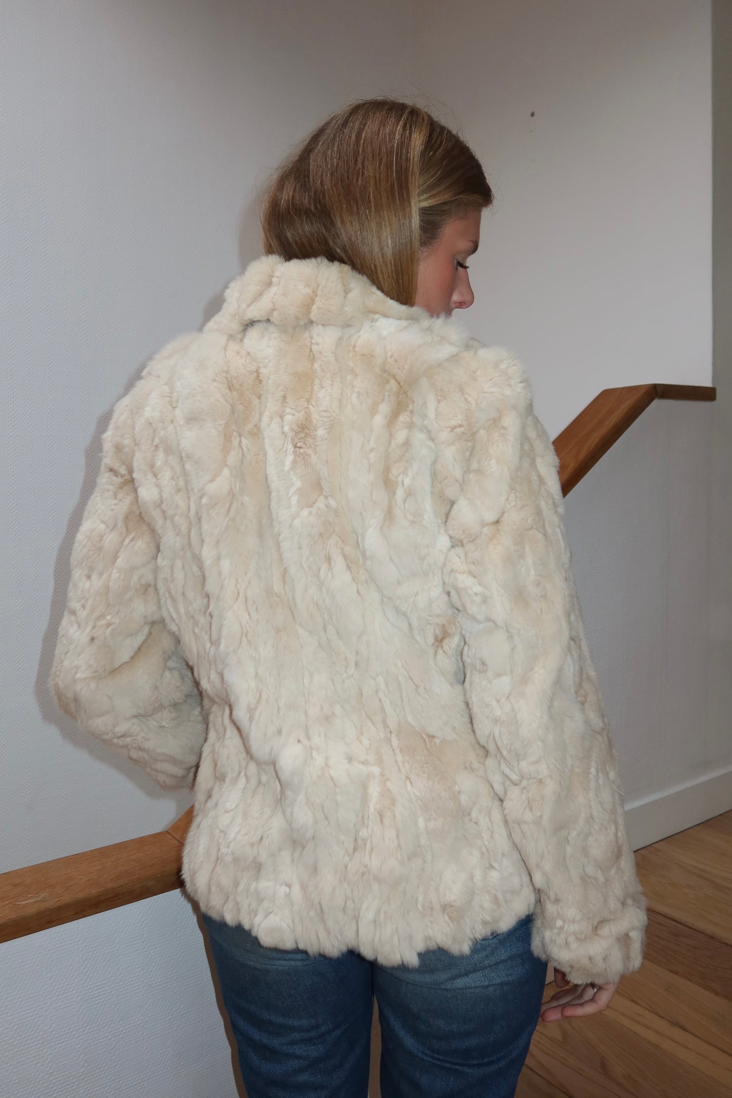 Veste en fourrure écrue