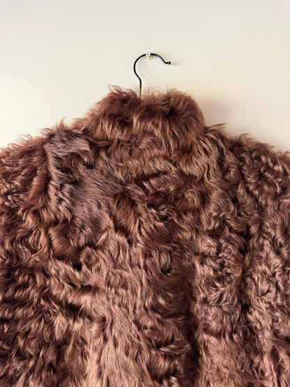 Veste en fourrure et cuir marron