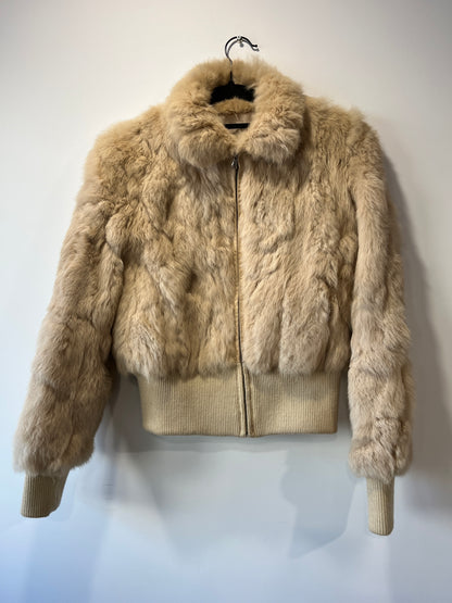 Veste courte en fourrure beige