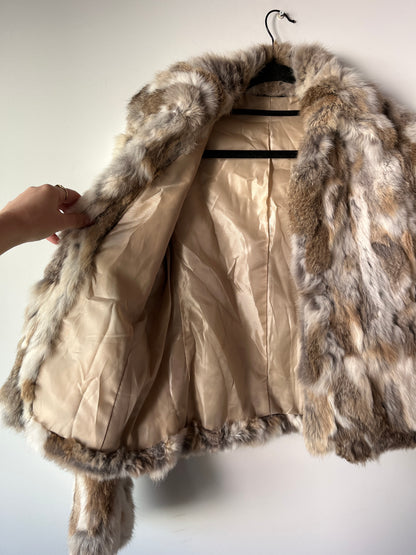 Veste courte en fourrure multicolore