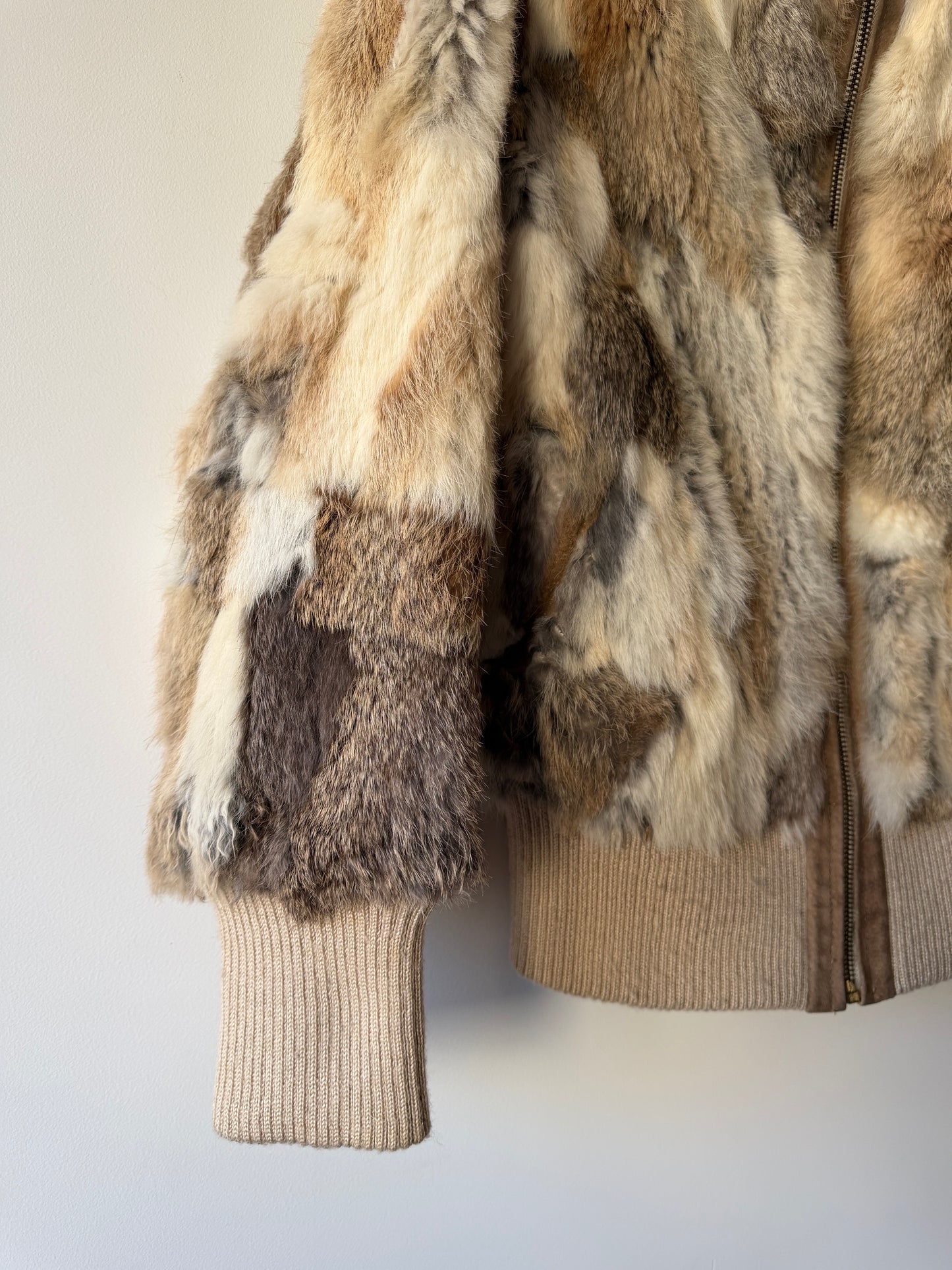 Veste courte en fourrure multicolore