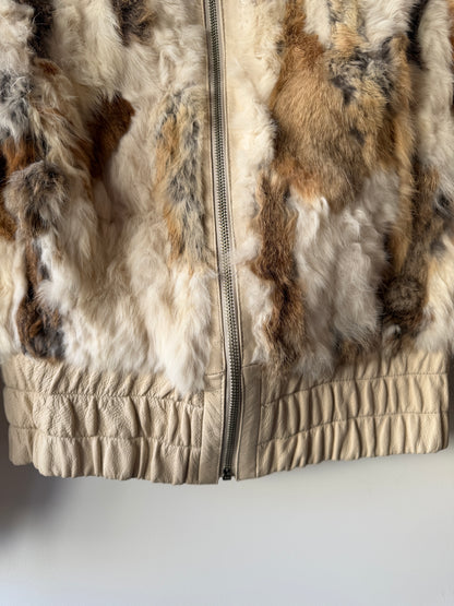 Veste courte en fourrure multicolore