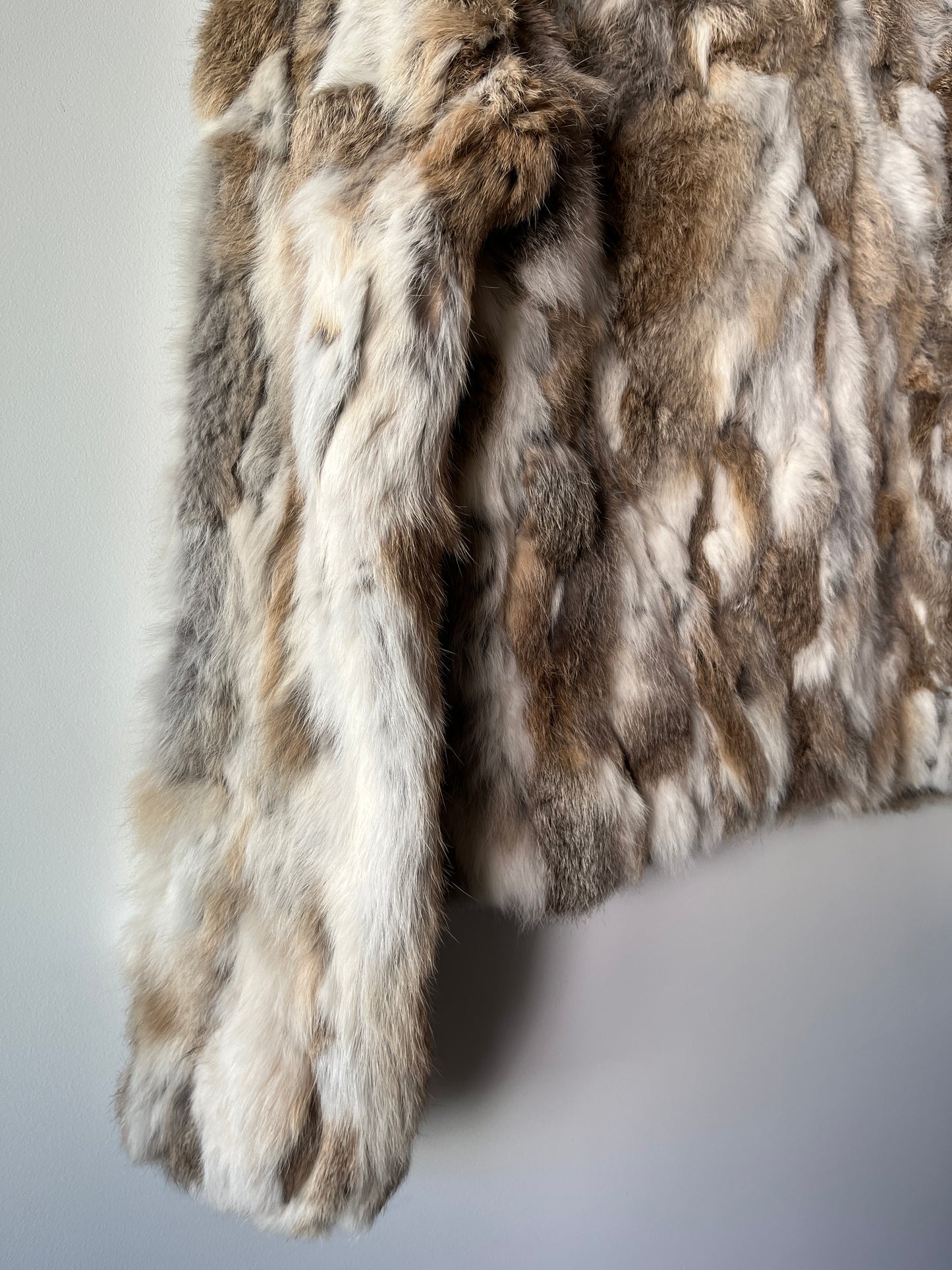 Veste courte en fourrure multicolore