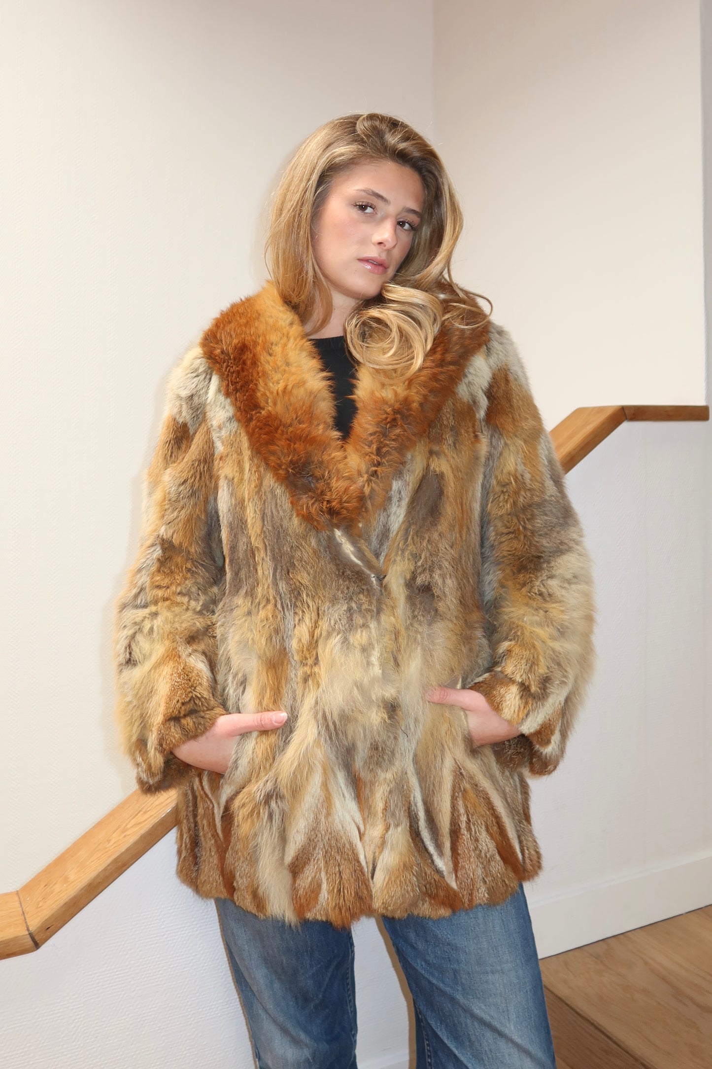 Manteau en fourrure roux doré