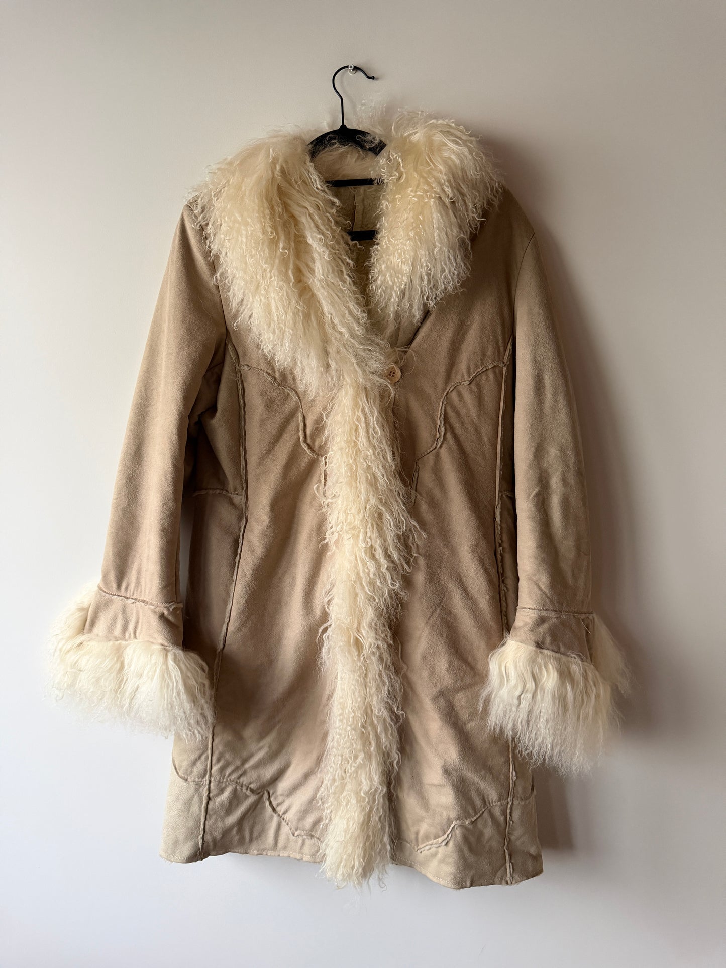 Manteau Afghan mi-long beige