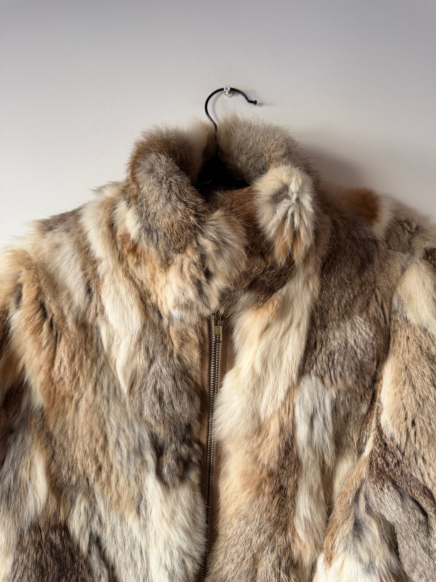 Veste courte en fourrure multicolore