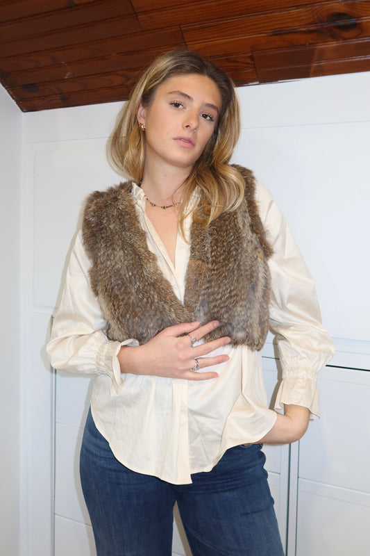 Gilet en fourrure tressée