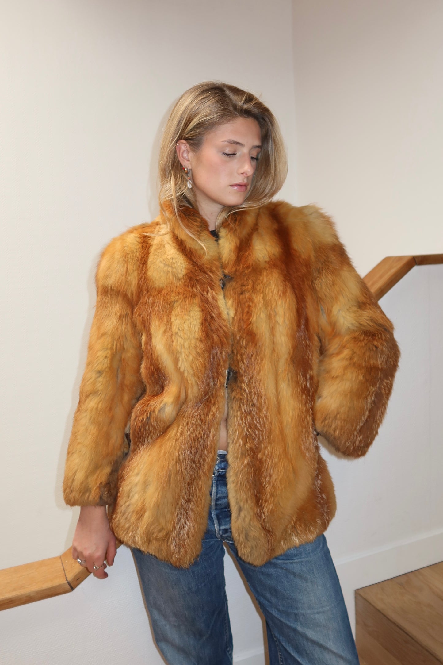 Manteau en fourrure roux doré