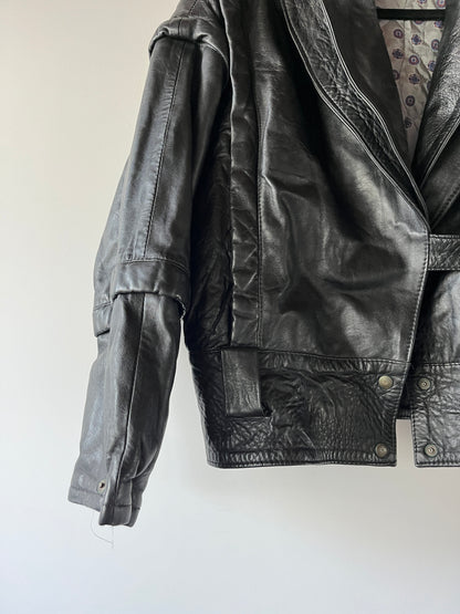 Veste en cuir noir modulable