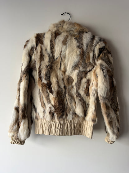 Veste courte en fourrure multicolore